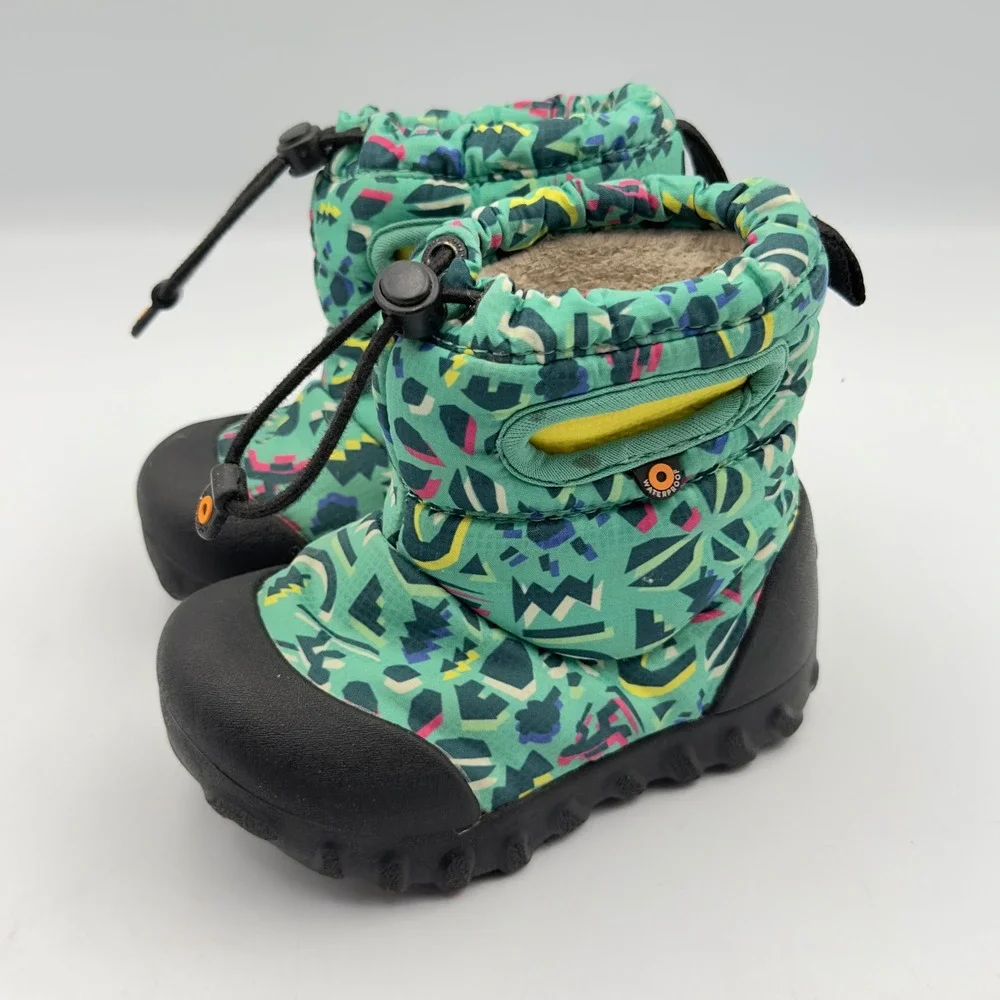 Bogs BMOC Snow Adventure‎ Kids Teal Geometric Waterproof Winter Boots Size 7